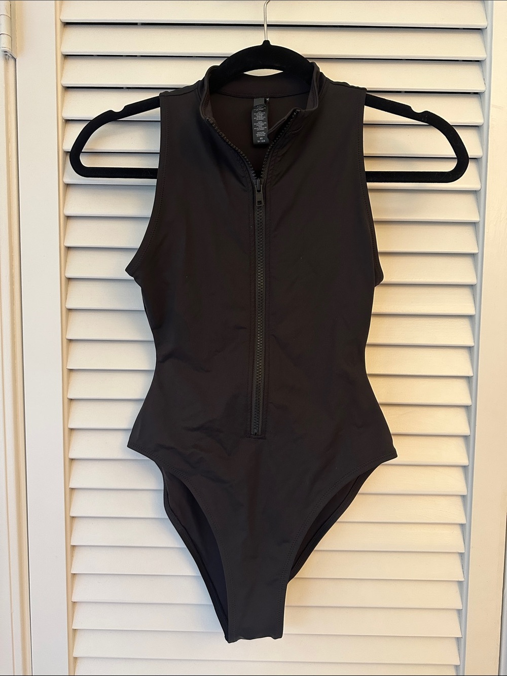 SKIMS Black Zip-Front One-Piece Swimsuit NWOT